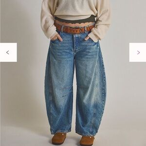 Free People We The Free Good Luck Mid-Rise Barrel Jeans
